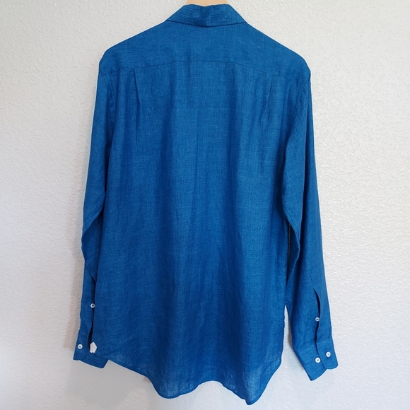 Loro Piana Blue Long Sleeve Button Down - Picture 5 of 13